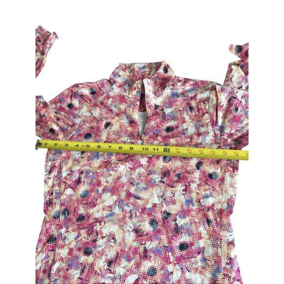 EP New York Bold Floral Pattern Long-Sleeve Zip-Up Blouse Womens M - Picture 8 of 10